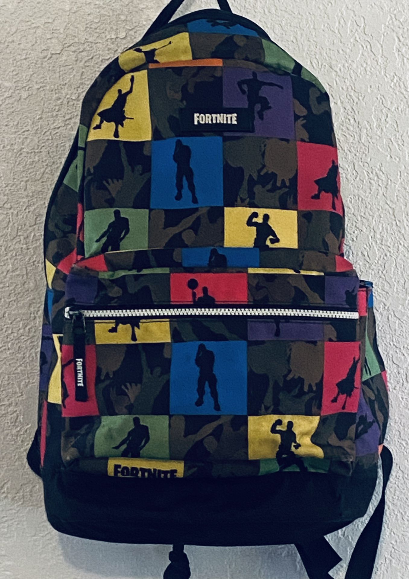 Large Fortnite Multiplier Backpack Black & Multi-Color Camo Kid's Backpack Unisex