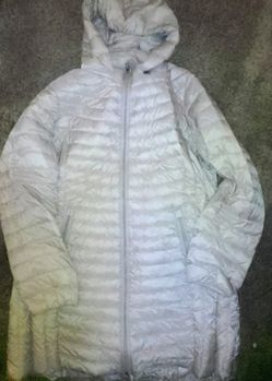 Women's Long Ivory Long Puffer Jacket Sz Large/Xl