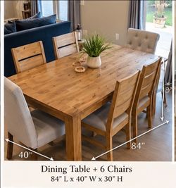 Wood Dining Table with 4 Wood Chairs