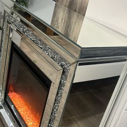 All Glass Electric Fireplace - New Furniture 