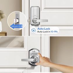 Keyless Entry Keypad Door Lock with Handle - Smart Digital Electronic Lock for Interior Door with Anti-Peeping, Auto Lock & Passage Mode - Easy Instal