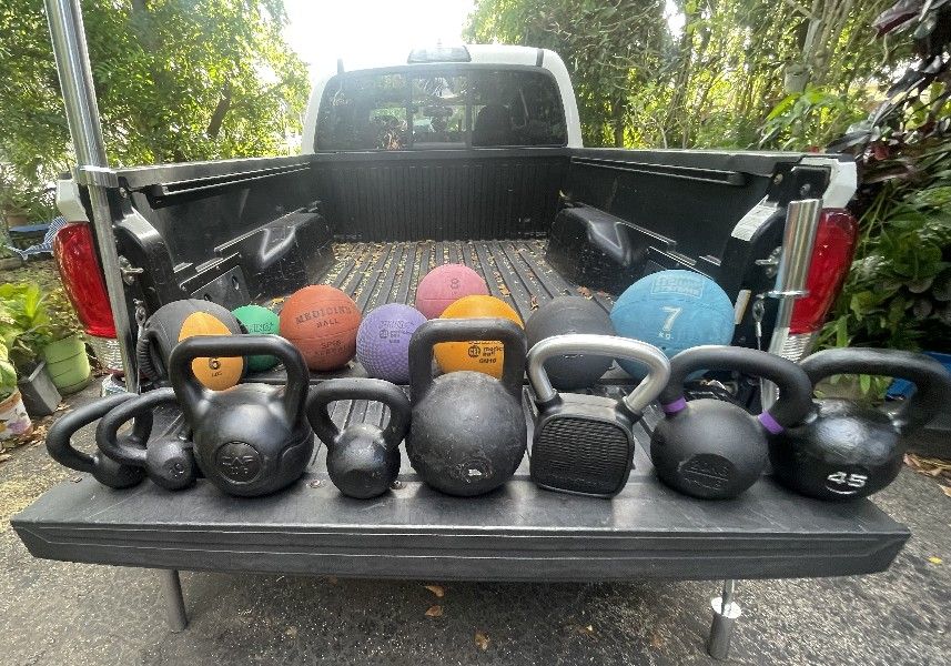 LIGHT WEIGHT MEDICINE BALLS : 6 lbs. To 15 lbs. & KETTLEBELLS : 8lbs. Up To 124lbs.
