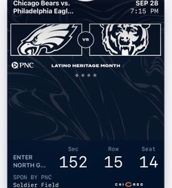 2 Bears vs Eagles tickets