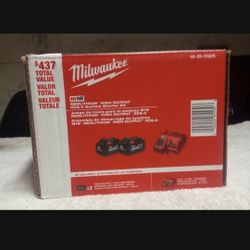 MILWAUKEE BATTERY KIT/ 2 BATTERY 6.0AH WITH CHARGER/ BRAND NEW For $225 OBO