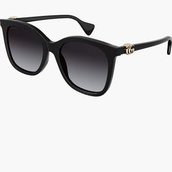 Gucci 55mm Cat Eye Sunglasses – Classic Black with Gold GG Logo