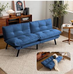 Convertible blue futon