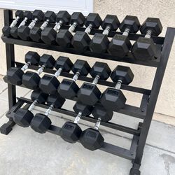 Dumbbell Set (5-50 Pound) + 3-Tier Dumbbell Rack $600 PRICE IS FIRM