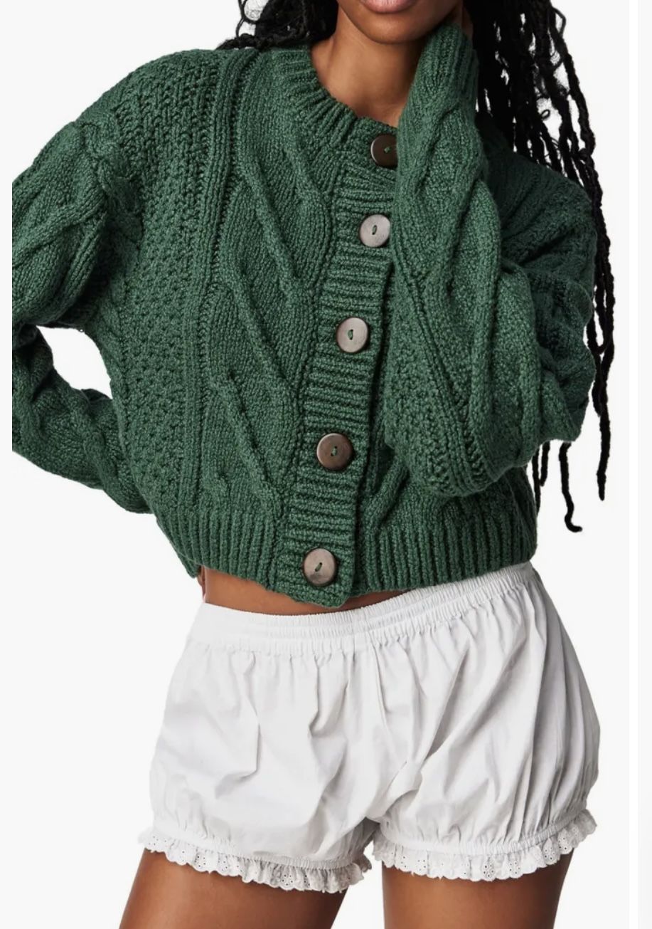 Free People Bonfire Cable Knit Cardigan NWOT