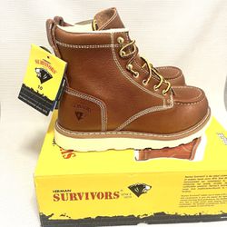 HERMAN SURVIVORS Oakridge Brown Leather Steel Toe Work Boots Men's Size 10