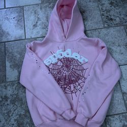 Pink Spider Web Hoodie with white and blue stars ⚠️DM me BEFORE BUYING⚠️