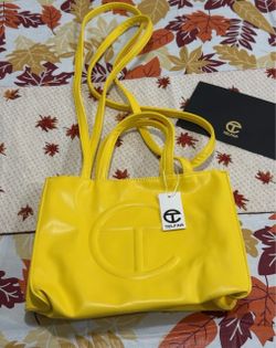 Telfar Shopping Bag Yellow Purse Tote NEW 10x6x6 Vegan Leather