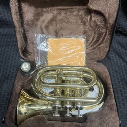 EastRock Mini Pocket Brass Bb Trumpet with 7C Mouthpiece & Carrying Case  