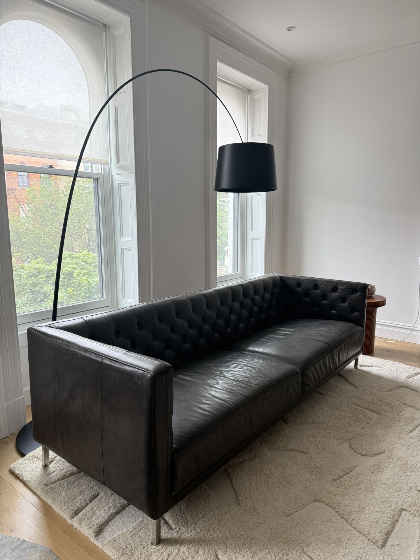 CB2 Savile Leather Tufted Sofa - Black