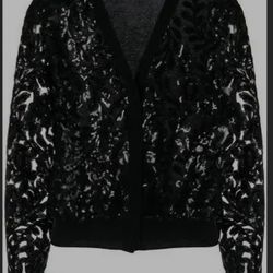 Giambattista Valli Women's Sequin-Embellised Cashmere Cardigan Black 38 ( Brand New)