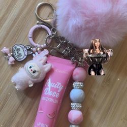 Pink custom Labubu with beauty creation