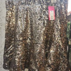 Women's Medium Gold Sequence Skirt New