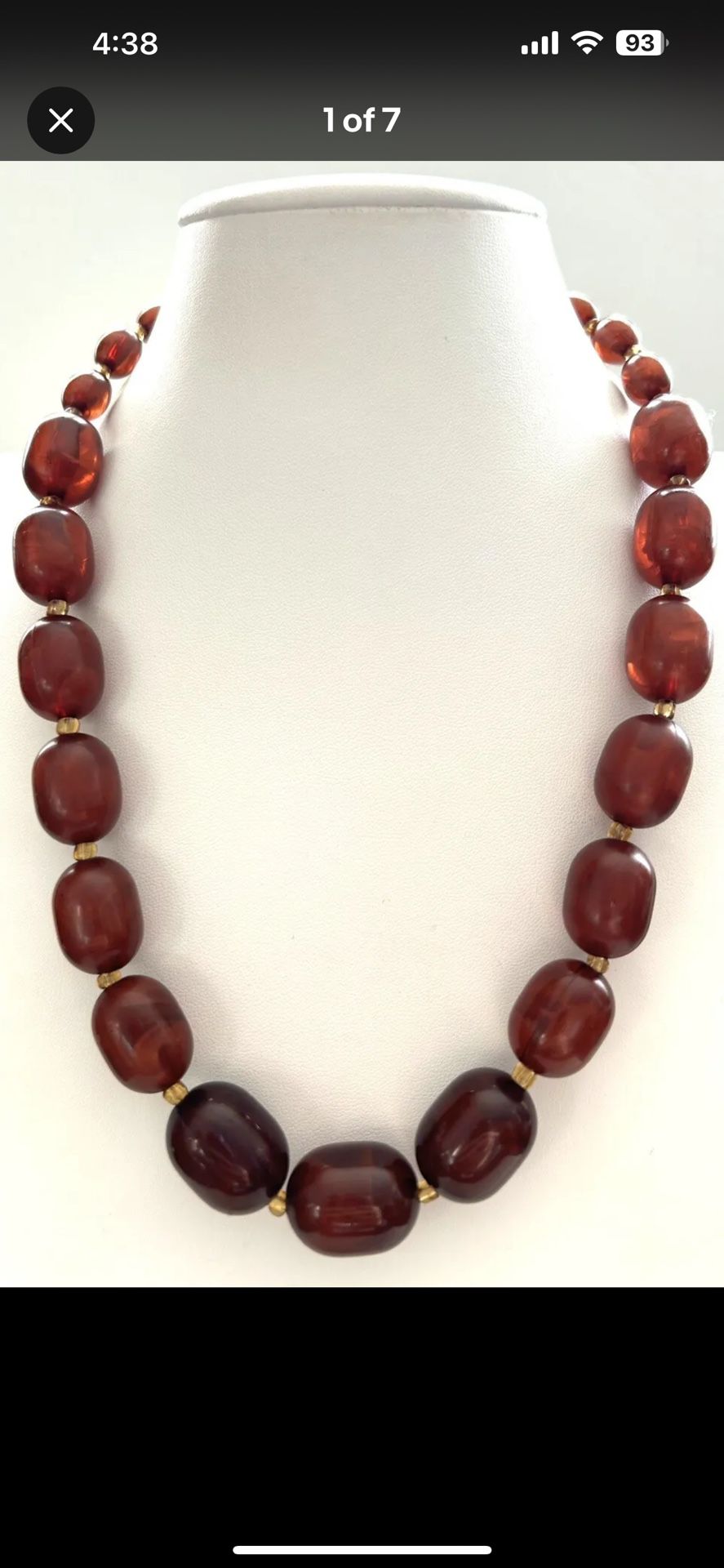 Stunning vintage /old cognac color Amber necklace on sale
