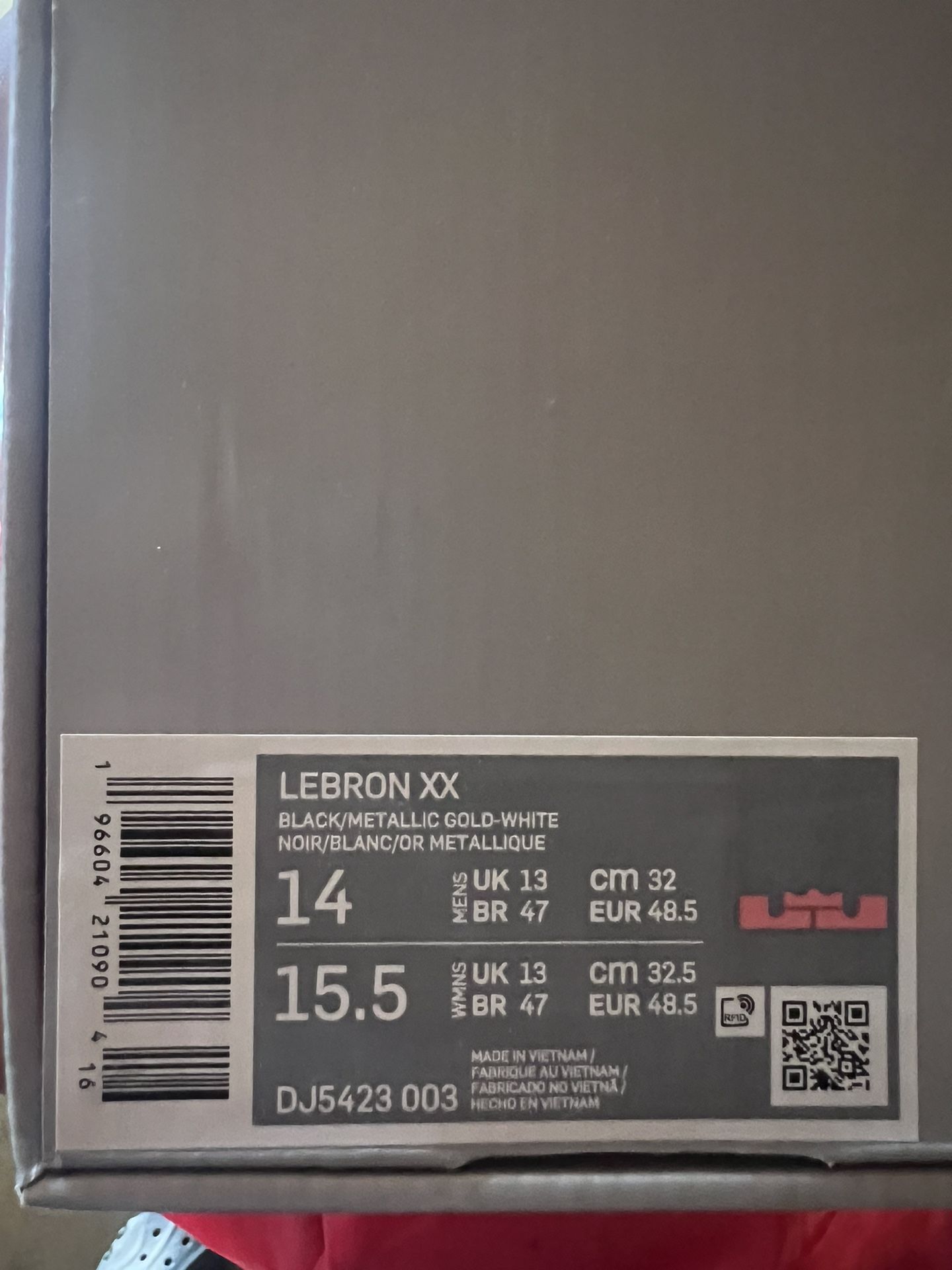 Size 14 Lebron XX 