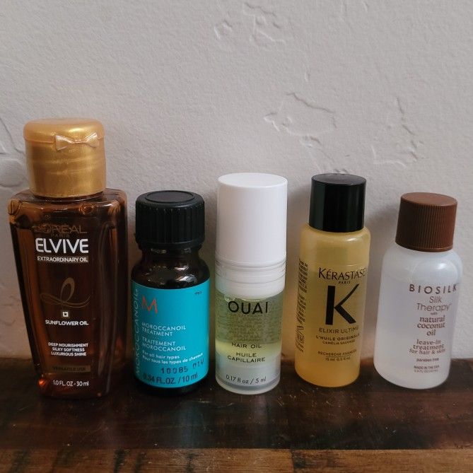 5 Travel Size Hair Oils Kerastase Biosilk Ouai Loreal Moroccanoil