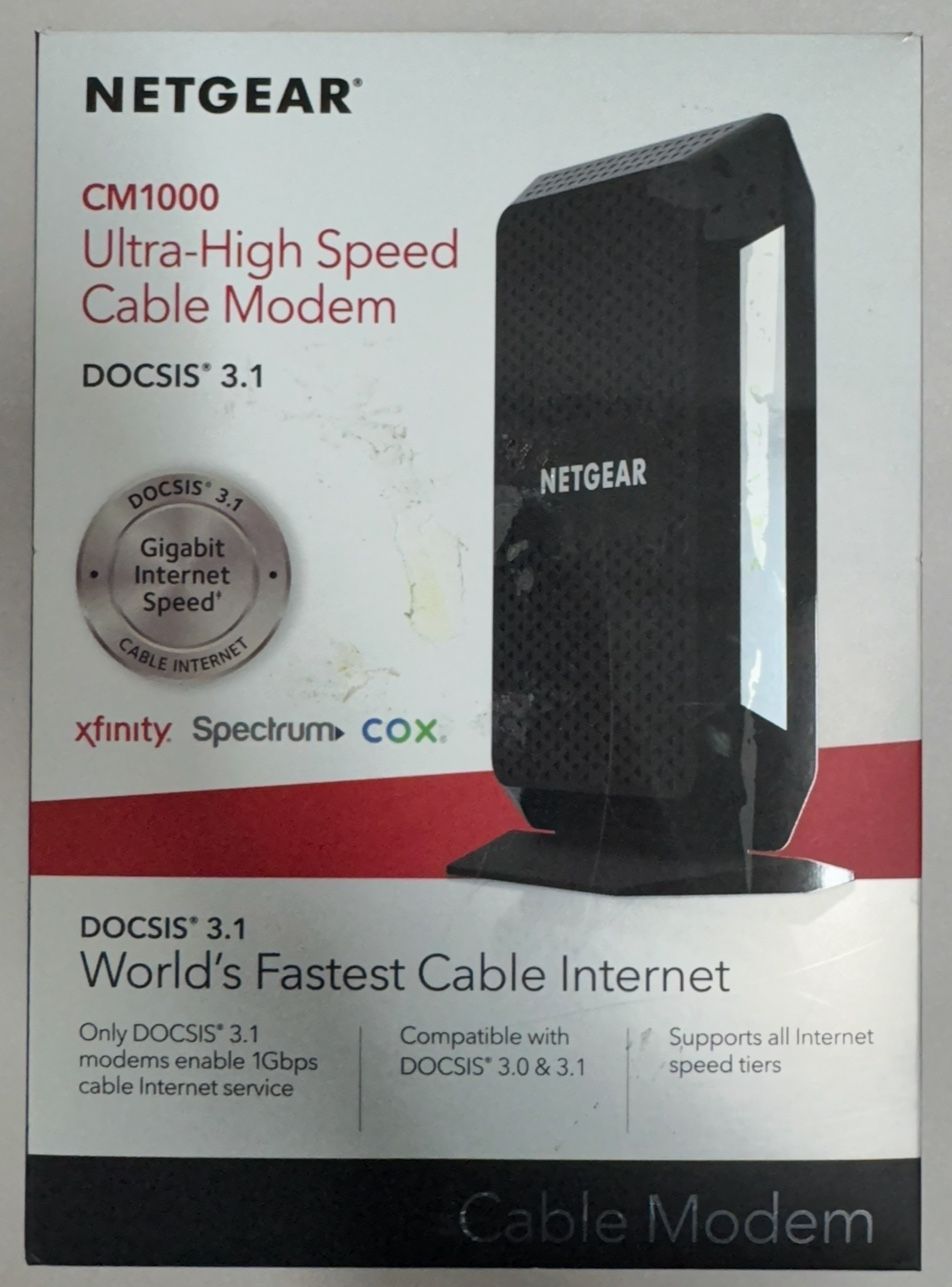 OBO!!! Netgear CM1000 Gigabit Cable Modem DOCSIS 3.1 CM1000-100NAS / NEW- OPENED BOX!
