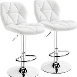 Brand New in Box Set of 2 Barstools PU Leather Counter Stools Bar Chairs with Height Adjustable Swivel