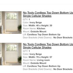 Cellular Shades - No Tools Cordless Top Down Bottom Up Single Cellular Shades