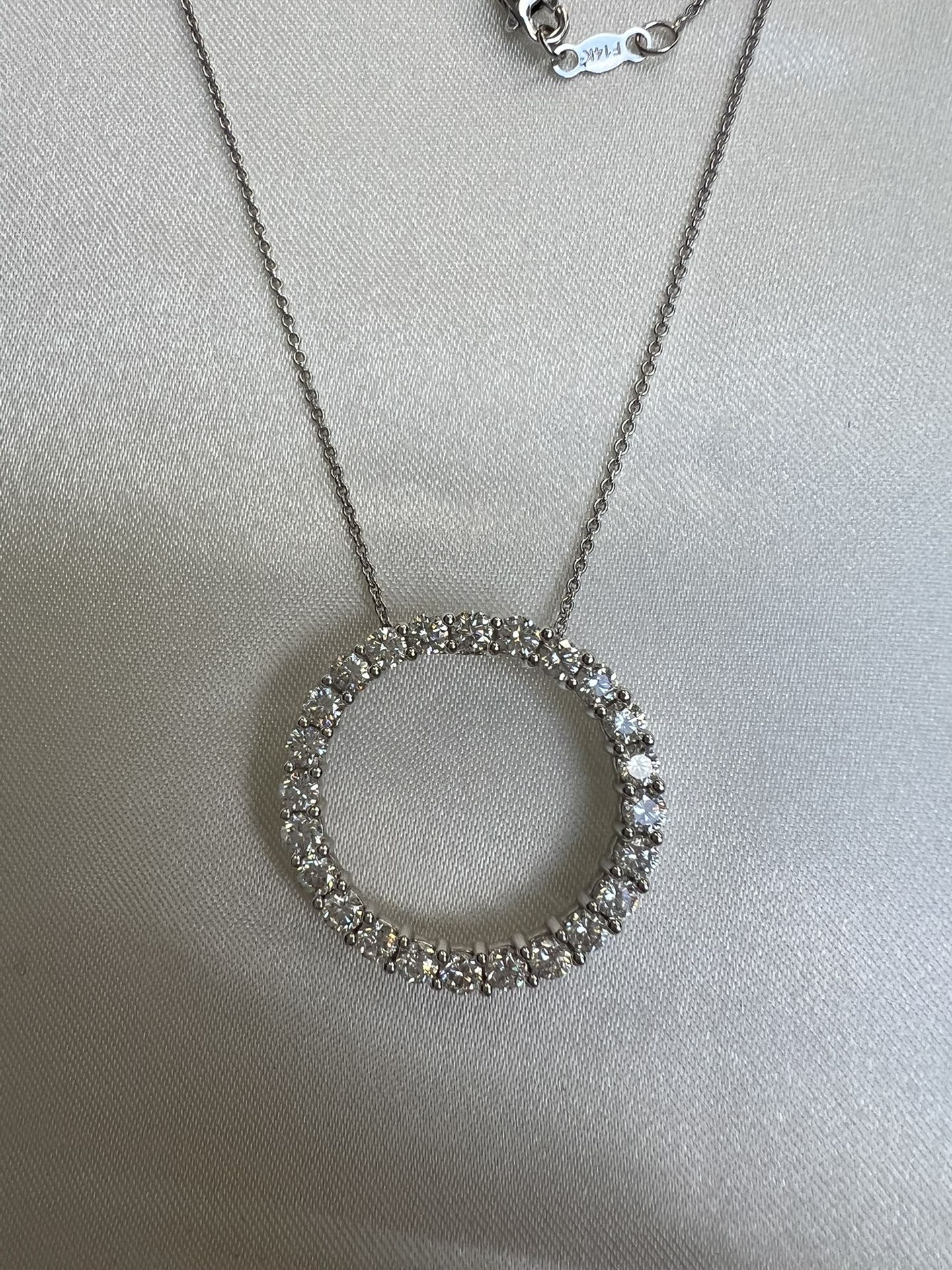 2.00 ct. t.w. Diamond Eternity Circle Pendant Necklace in 14kt White Gold