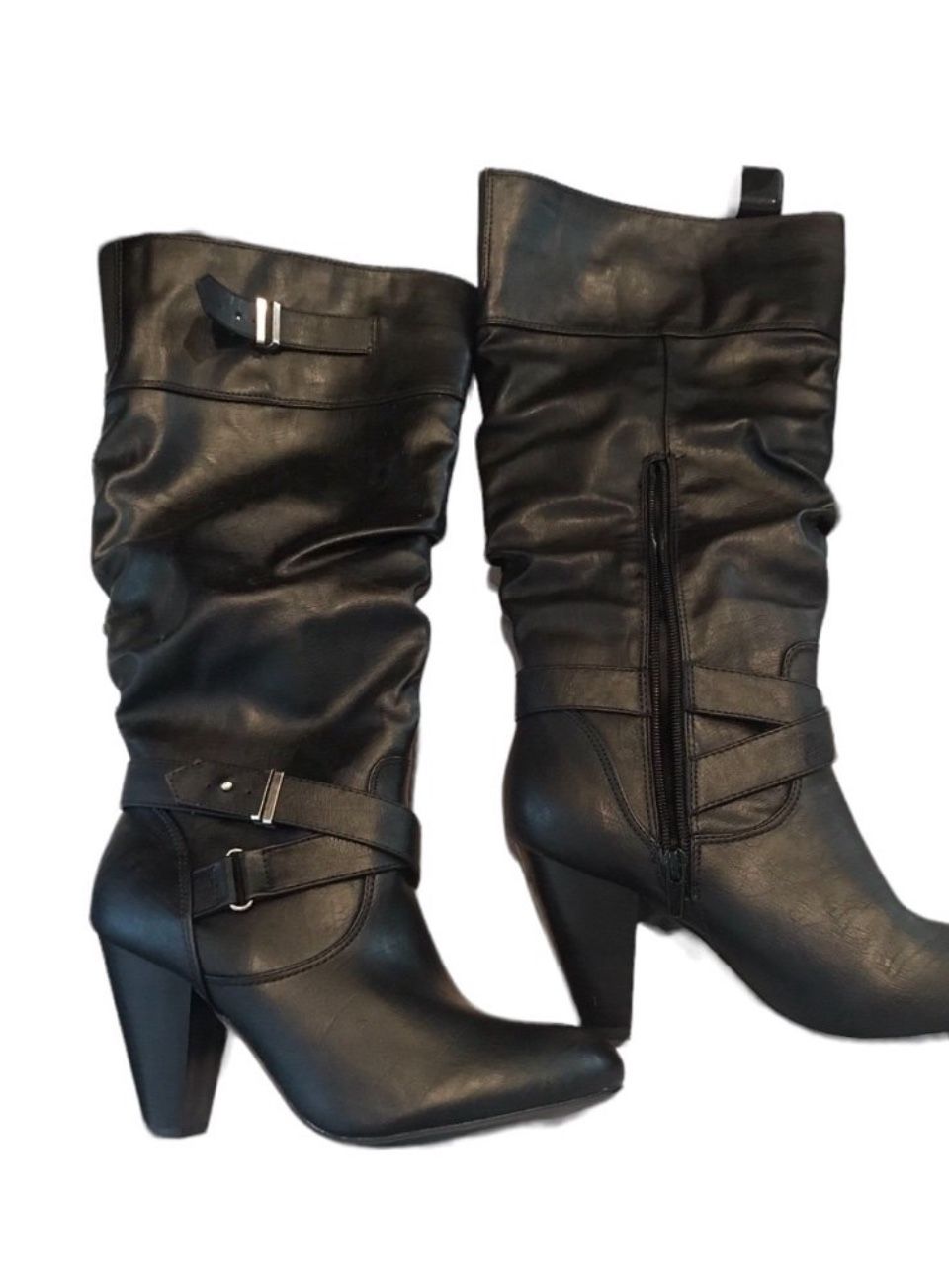 Black Slouch Midcalf Boots Size 8