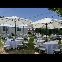 Umbrellas, Chairs, Tables
