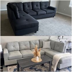 💥🖤 Brand New Fabric Grey/Black L Shape Sectional Sofa | Pay After Delivery 🚚