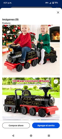 Kids Ride-On Train Toy with Trailer
