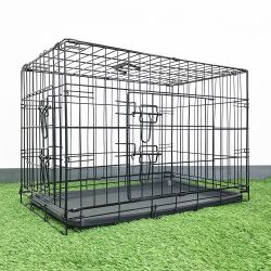 New in box $40 Folding 30” Dog Cage 2-Door Folding Pet Crate Kennel w/ Tray 30”x18”x20”
