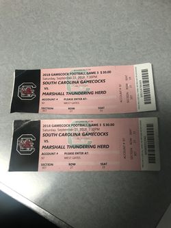Gamecocks vs Marshall 2 tickets
