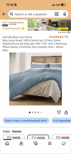 Blue Loom full/Queen Duvet Cover Set – Denim Blue