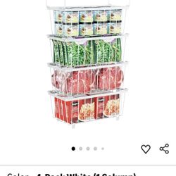 iSPECLE Freezer Organizer Bins, 4 Pack Deep Freezer Baskets for 5 to 7 Cu.Ft, Stackable Wire Chest Freezer Organizer Bins for Small Food, Strong Metal