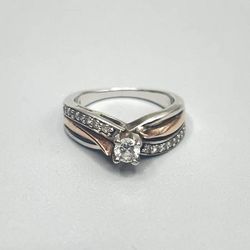 10K Two Tone Gold Diamond Engagement Ring 0.31 CTW Size 5 | Pre-Owned