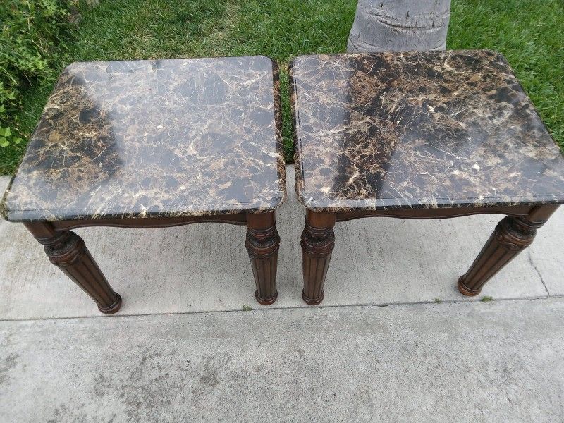 Two End Tables Marble Looking Good Condition