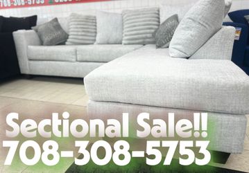 Beautiful Ash Grey Corduroy Sectional