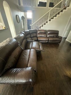 Brown Leather reclining  Sectional
