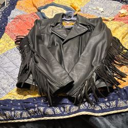HD LEATHER JACKET WITH TASELS NEW”