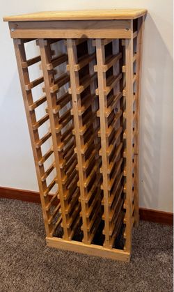 44 Bottle Solid Pine Wine Rack Storage Tower – Freestanding Wood Wine Holder