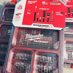 Milwaukee New 90pcs Impact Duty Bit Set With Packout Organizer $60each 