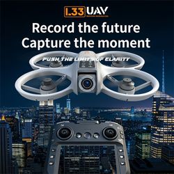 L33 Portable 4-Axis Drone for Beginners | 4K Dual Camera Featuring Obstacle Avoidance | HD Screen Remote Control, Comes with 2 Batteries for Longer Fl