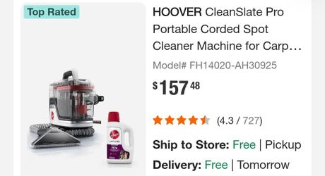 Hoover cleanslate pro carpet cleaner portable
