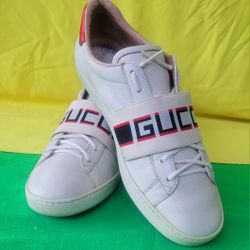 GUCCI ACE LEATHER LOGO STRIPES SNEAKER 