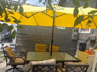 Outside table with six chairs 450