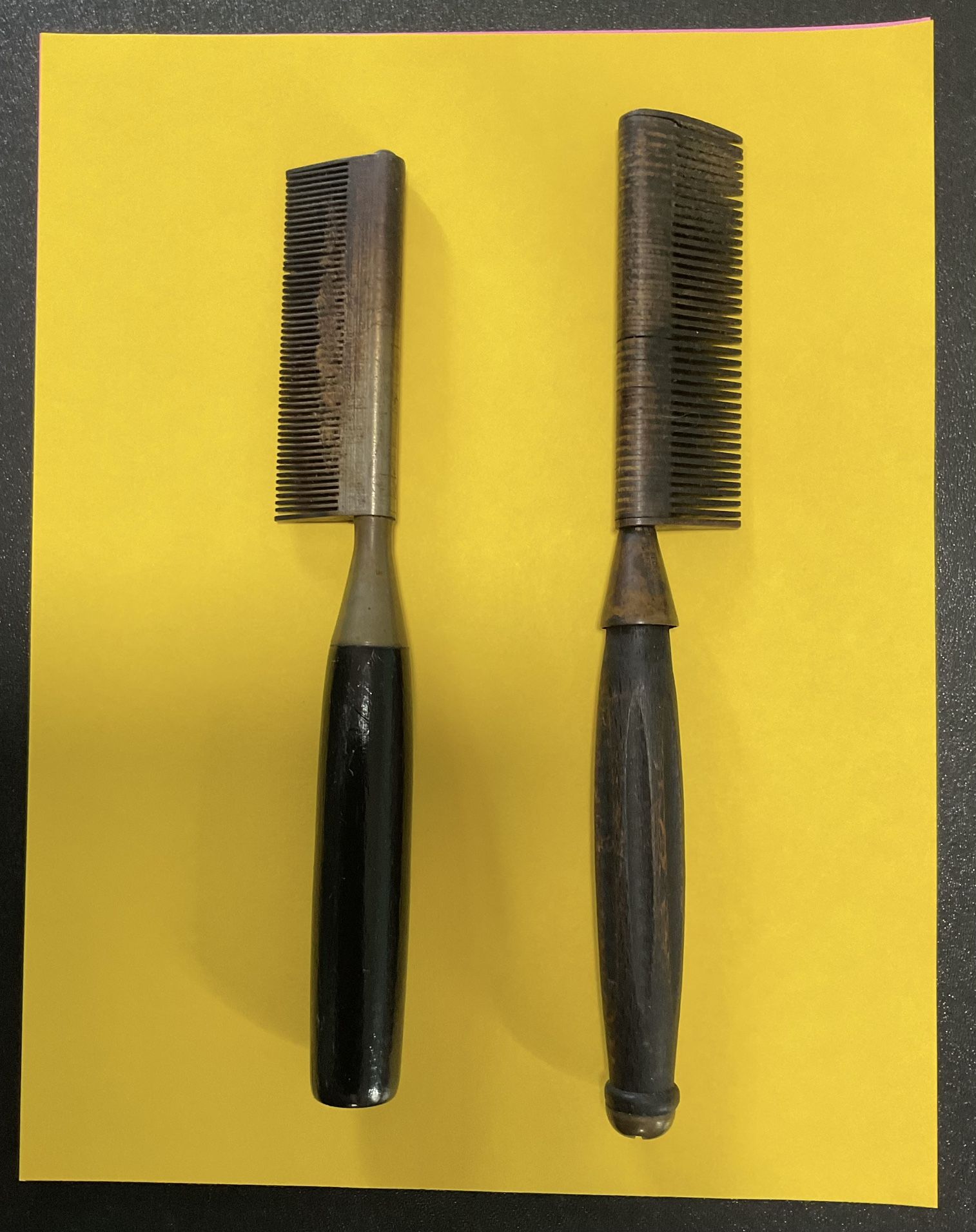 Antique Barber Combs Both Have Wood Handles