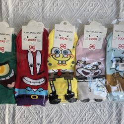 Spongebob Cartoon Kids Socks, Set Of 5
