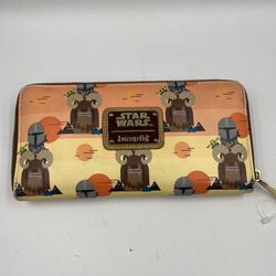 Loungefly Star Wars Zip Around Wallet Mandalorian Bantha Baby Yoda 