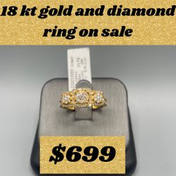 18 Kt Gold And Diamond Ring On Sale